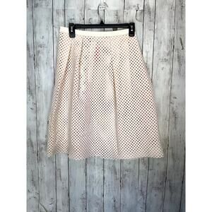 Clover Canyon Eyelet A-line Pleated Skirt Women Size Small Peach Lined